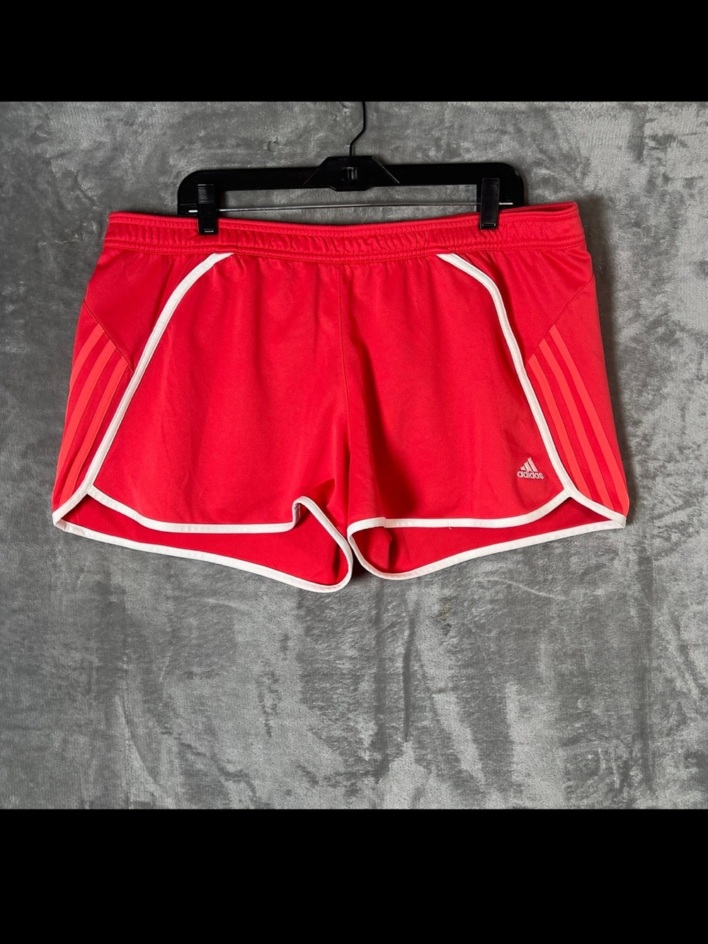 adidas Women’s Bright Red Athletic Shorts with White Trim